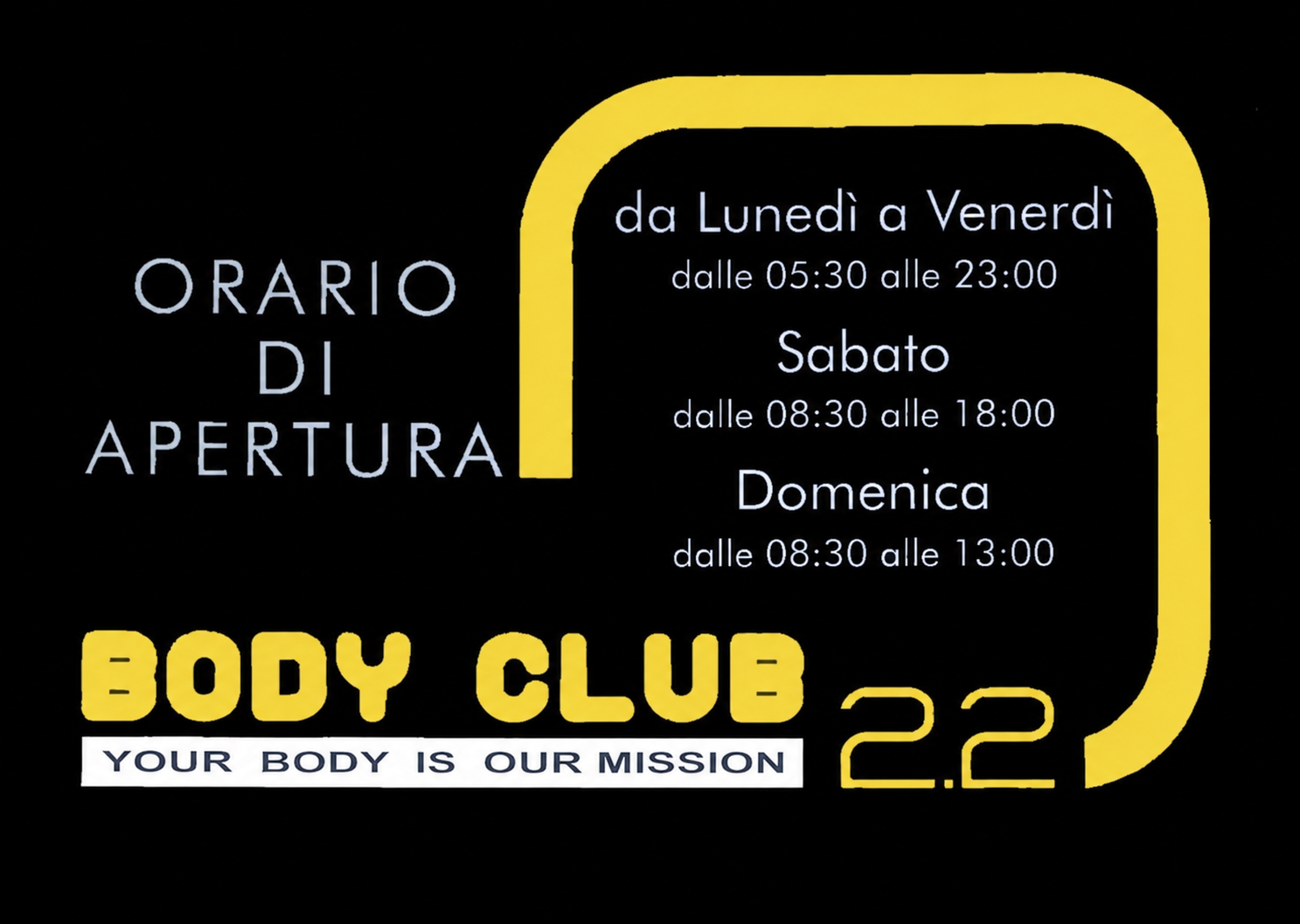 Orari sede Body Club 2.2